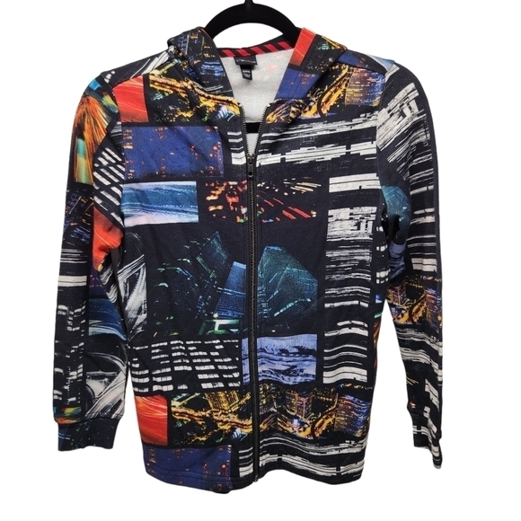 Art Class Zip Up Hoodie with All Over City Print 100% Cotton, Size Medium - Picture 1 of 16